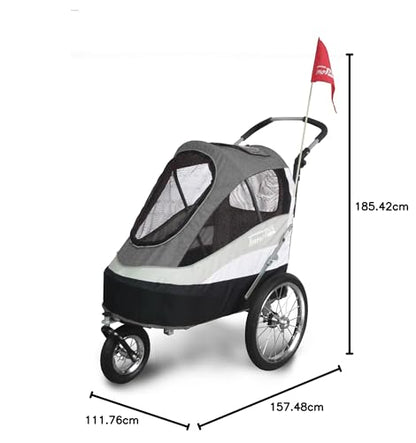 Innopet Large Dog Pram - Dog Stroller - Dog Pushchair - Pet Stroller - Dog Buggy - Pet Pram - Dog Trolley for Large/Medium Dogs and Cats - IPS-055/AT, Grey/Black/Silver/UK. Free Rain and Wind Cover