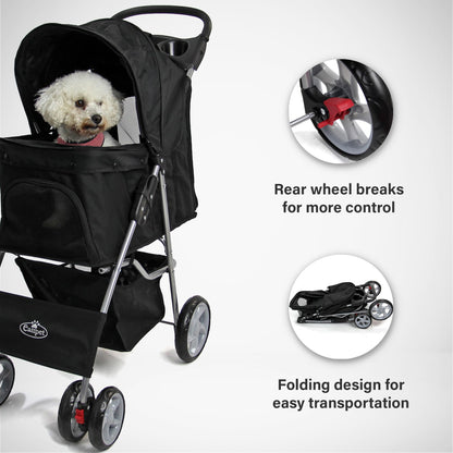 Pet Travel Dog Stroller Pushchair Available in 7 Colours (Purple)