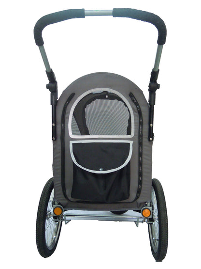 Innopet Large Dog Pram - Dog Stroller - Dog Pushchair - Pet Stroller - Dog Buggy - Pet Pram - Dog Trolley for Large/Medium Dogs and Cats - IPS-055/AT, Grey/Black/Silver/UK. Free Rain and Wind Cover