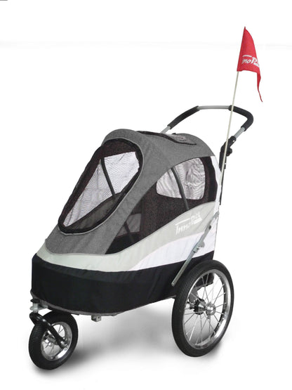 Innopet Large Dog Pram - Dog Stroller - Dog Pushchair - Pet Stroller - Dog Buggy - Pet Pram - Dog Trolley for Large/Medium Dogs and Cats - IPS-055/AT, Grey/Black/Silver/UK. Free Rain and Wind Cover