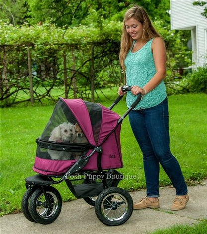 No-Zip Double Pet Stroller- Boysenberry